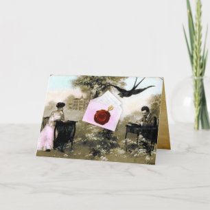 ROMANTISCHER VALENTINSCHREIBER, ROTWACHS SIEGEL MO FEIERTAGSKARTE