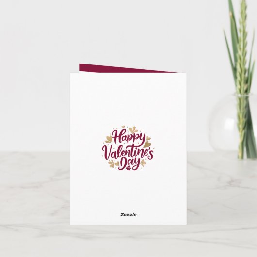 Romantischer Valentinstag | Burgund & Gold Herz Einladung (Rückseite)