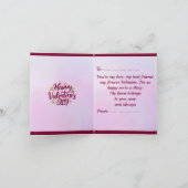 Romantischer Valentinstag | Burgund & Gold Herz Einladung (Innenseite)