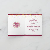 Romantischer Valentinstag | Burgund & Gold Herz Einladung (Innenseite)