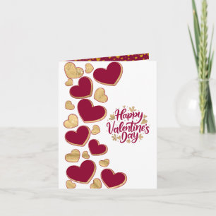 Romantischer Valentinstag   Burgund & Gold Herz Einladung