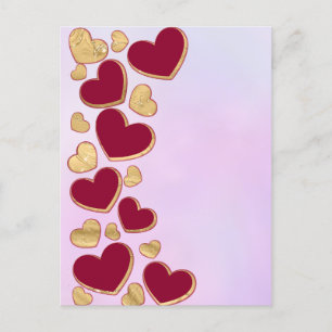 Romantischer Valentinstag Burgunder & Gold Herz Feiertagspostkarte