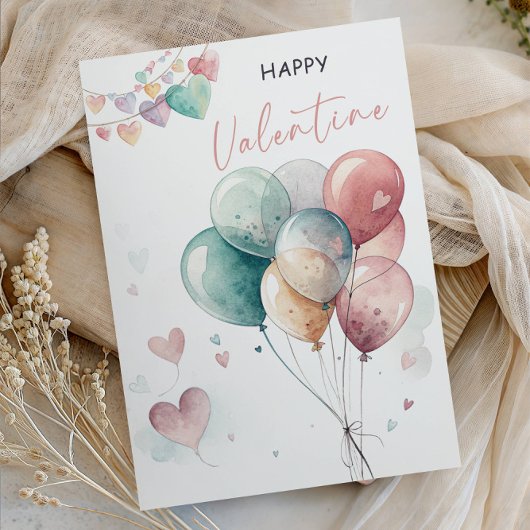 Romantischer Valentinstag mit Ballons und Herzen Einladung
