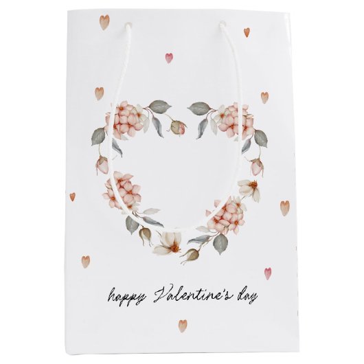 Romantischer Valentinstag mit floralem Herzen Mittlere Geschenktüte (Vorderseite)