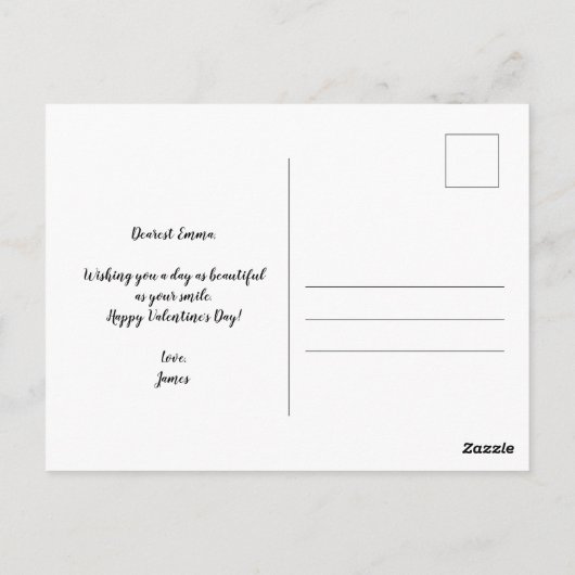 Romantischer Valentinstag Postkarte (Rückseite)