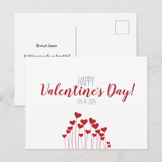 Romantischer Valentinstag Postkarte (Vorne/Hinten)