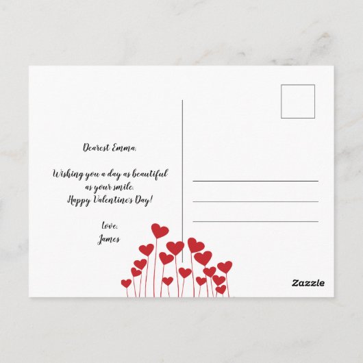 Romantischer Valentinstag Postkarte (Rückseite)