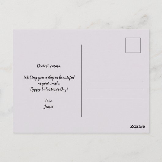 Romantischer Valentinstag Postkarte (Rückseite)