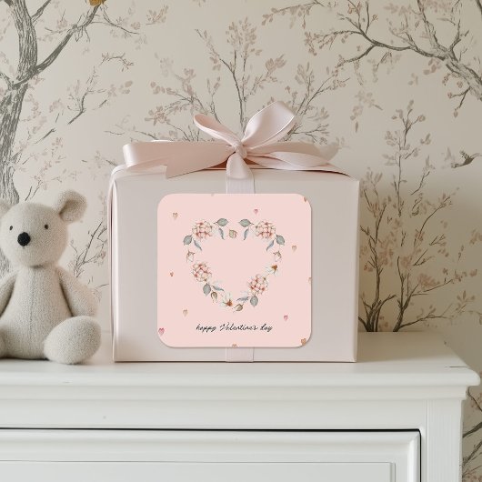 Romantischer Valentinstag Sticker mit Blumenherz