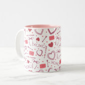 Romantischer Valentinstag - weiß und rosa Zweifarbige Tasse (Vorderseite Links)