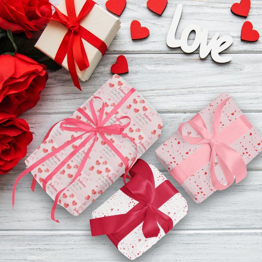 Romantischer Valentinstag zwischen Rosa und Rotem  Geschenkpapier Set