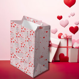 Romantischer Valentinstag zwischen Rosa und Rotem  Mittlere Geschenktüte