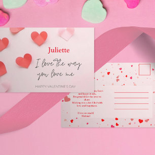 Romantischer Valentinstag zwischen Rosa und Rotem  Postkarte