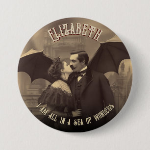 Romantischer Vampir Vintage Dracula Kuss Halloween Button
