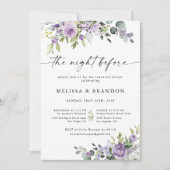 Romantischer Veilchen-Blumen-Hochzeitsprobedinner Einladung (Vorderseite)