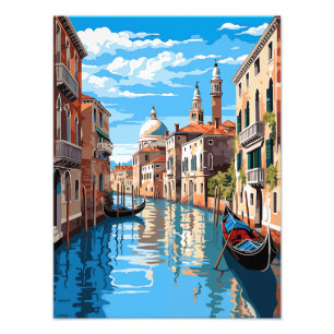 Romantischer Venedig-Kanal: Gondola und Blue Sky Fotodruck
