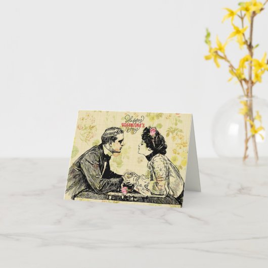 Romantischer Viktorianischer Valentinstag Karte (Gelbe Blume)