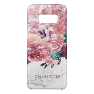 Romantischer Vintag rosa Wasserfarben Blumenmarmor Case-Mate Samsung Galaxy S8 Hülle