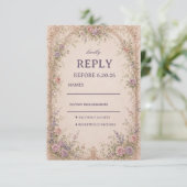 Romantischer Vintage-Blumenbogen RSVP Karte (Stehend Vorderseite)