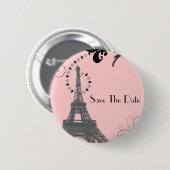 Romantischer Vintage-Eiffelturm Paris Hochzeit Button (Vorne & Hinten)
