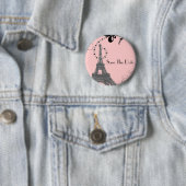 Romantischer Vintage-Eiffelturm Paris Hochzeit Button (Beispiel)