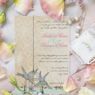 Romantischer Vintage Kolibri Vogelkäfig Hochzeit Einladung