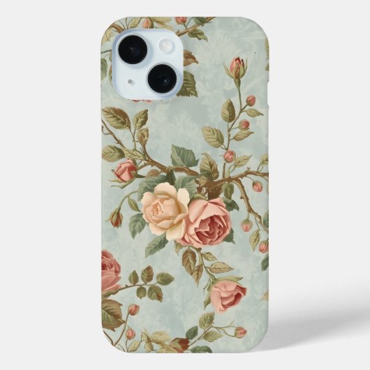 Romantischer Vintage-Rosengarten Case-Mate iPhone Hülle (Rückseite)