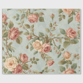 Romantischer Vintage-Rosengarten Geschenkpapier (Flach)