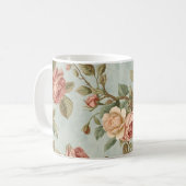 Romantischer Vintage-Rosengarten Kaffeetasse (Vorderseite Links)