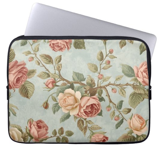 Romantischer Vintage-Rosengarten Laptopschutzhülle (Vorderseite)