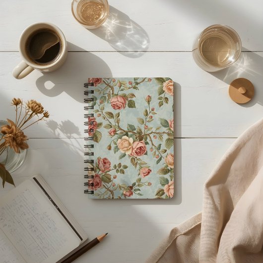 Romantischer Vintage-Rosengarten Notizblock