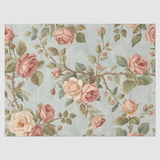 Romantischer Vintage-Rosengarten Seidenpapier (Vorderseite)