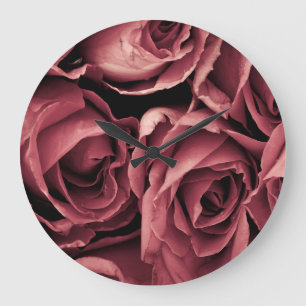 Romantischer Vintage-Rosenhintergrund Große Wanduhr