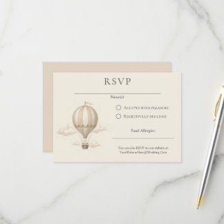 Romantischer Vintage-Stil Heißluftballon-Hochzeit RSVP Karte