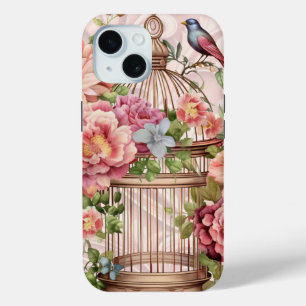 Romantischer Vintage-Wasserfarben-Blumen-Vogelkäfi Case-Mate iPhone Hülle