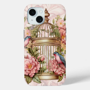 Romantischer Vintage-Wasserfarben-Blumen-Vogelkäfi Case-Mate iPhone Hülle