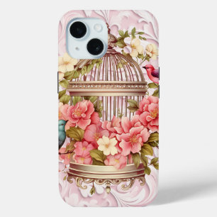 Romantischer Vintage-Wasserfarben-Blumen-Vogelkäfi Case-Mate iPhone Hülle