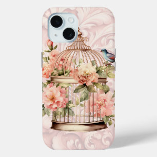 Romantischer Vintage-Wasserfarben-Floral-Vogelkäfi Case-Mate iPhone Hülle