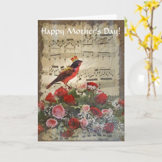 Romantischer Vintager Collagenmuttertag Karte (Gelbe Blume)