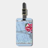 Romantischer Vintager Eiffel Turm u. Rose Paris Gepäckanhänger (Vorderseite vertikal)