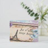 Romantischer Vintager Eiffelturm Postkarte (Stehend Vorderseite)
