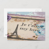 Romantischer Vintager Eiffelturm Postkarte (Vorne/Hinten)