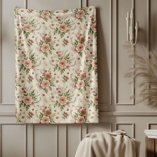 Romantischer Vintager floraler Gemütlicher Shabby Fleecedecke