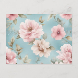 Romantischer Vintager Hintergrund in hellblau Postkarte