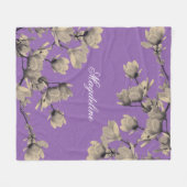 Romantischer Vintager Magnolias Lavender Fleecedecke (Vorderseite (Horizontal))