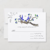 Romantischer Vintager Royal Blue Wedding RSVP (Vorderseite)