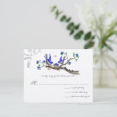Romantischer Vintager Royal Blue Wedding RSVP (Stehend Vorderseite)