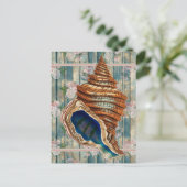 Romantischer Vintager Stil Blue Seashell Postkarte (Stehend Vorderseite)