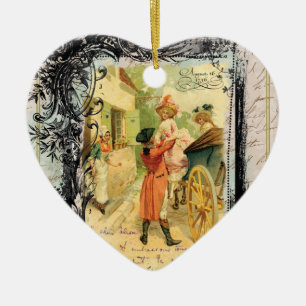 Romantischer Vintager Weihnachtsstil des 18. Jahrh Keramik Ornament