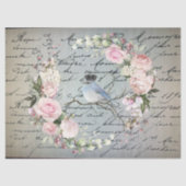 Romantischer Vogel auf dem Zweig Seidenpapier (Vorderseite)